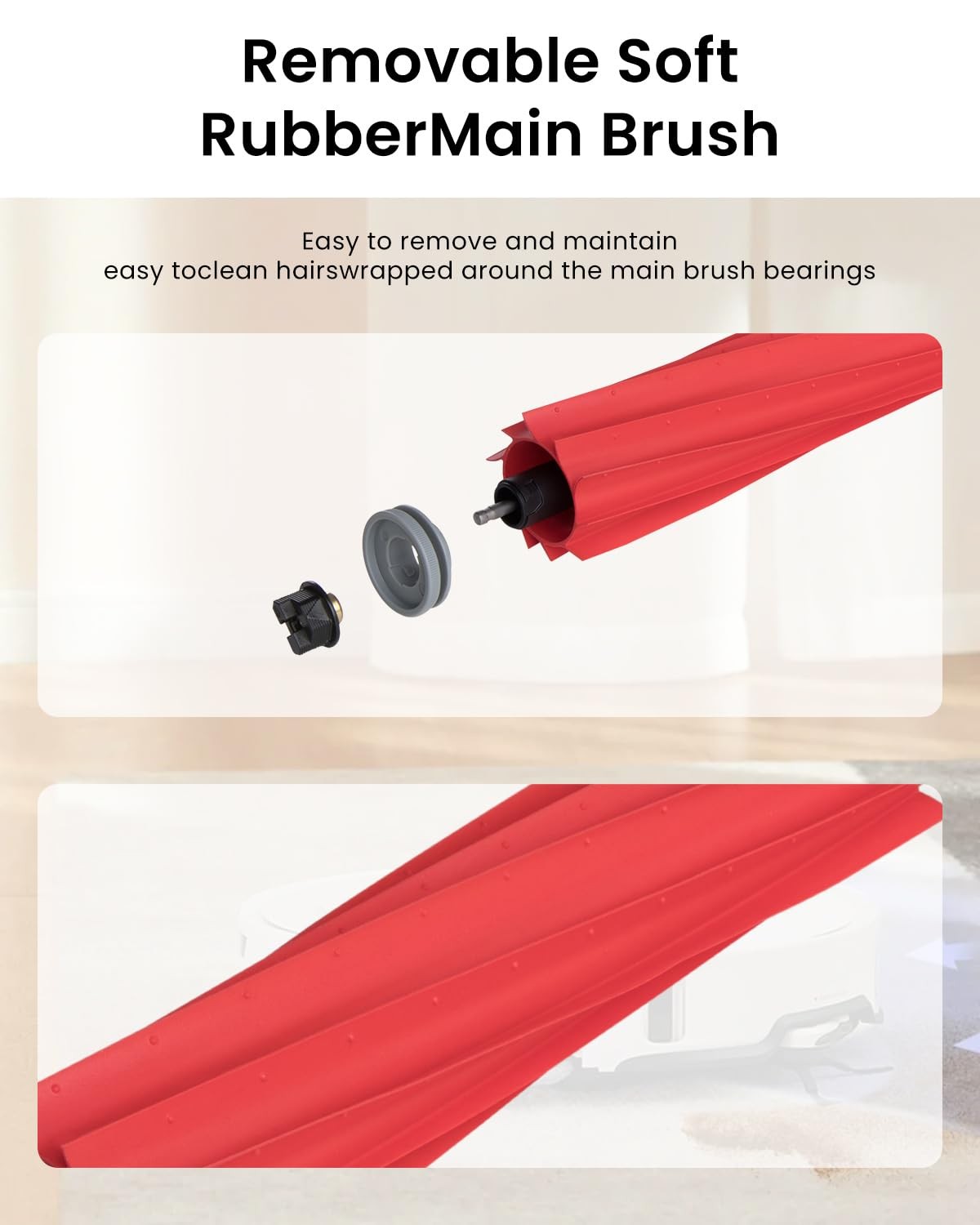 Rubber Main Brush for Roborock Q Revo Series,S7 Max Ultra,S7,S7+,S7 MaxV,S7 M…