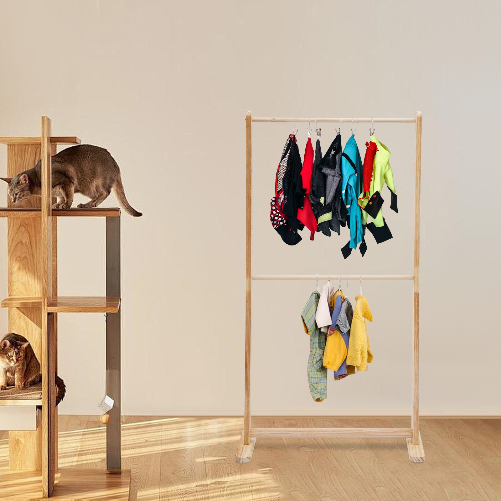 2 Tiers Pet Clothing Display Stand Dog Clothes Storage Rack Cat Garment Stand