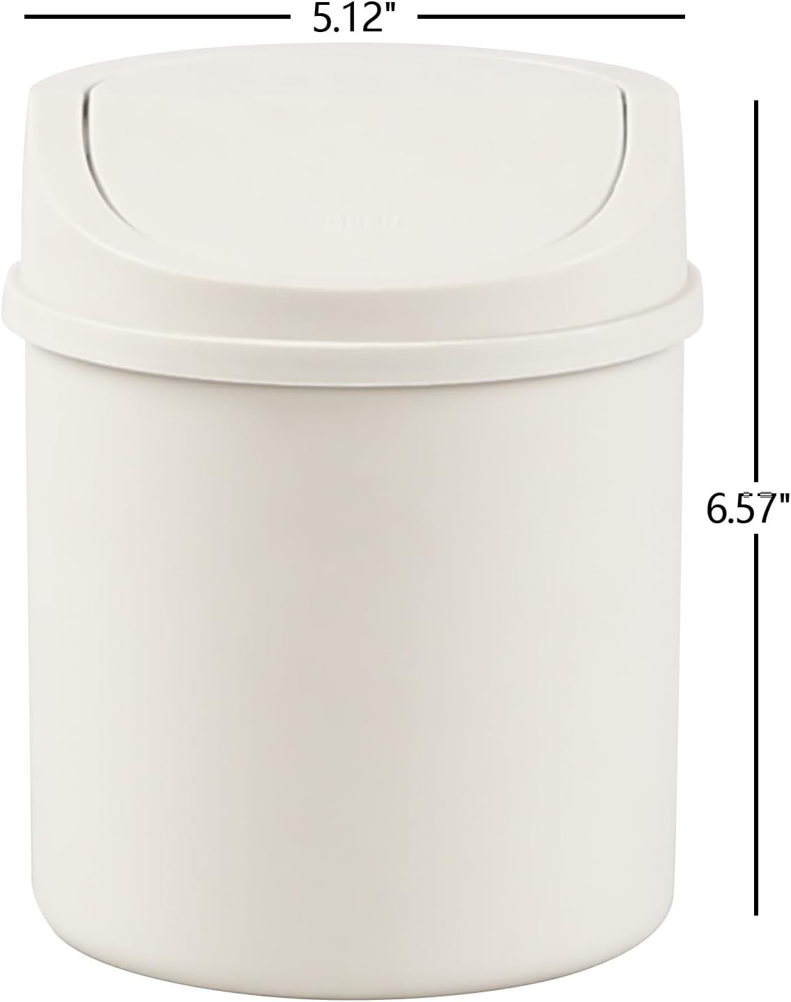 0.7 Gallon Plastic Mini Desk Trash Can with Swing- Lid, White | Tiny Garbage