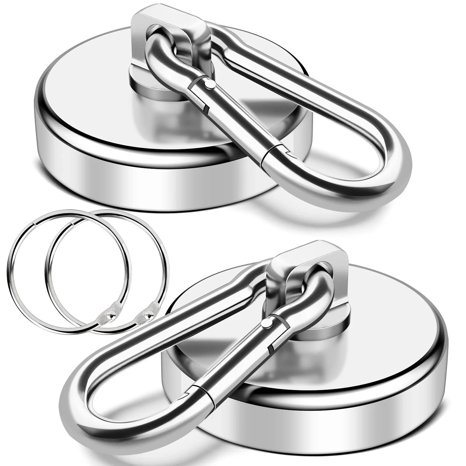 2 Pack 200Lbs Magnetic Carabiner Hooks Neodymium Magnet Hooks with Carabiner