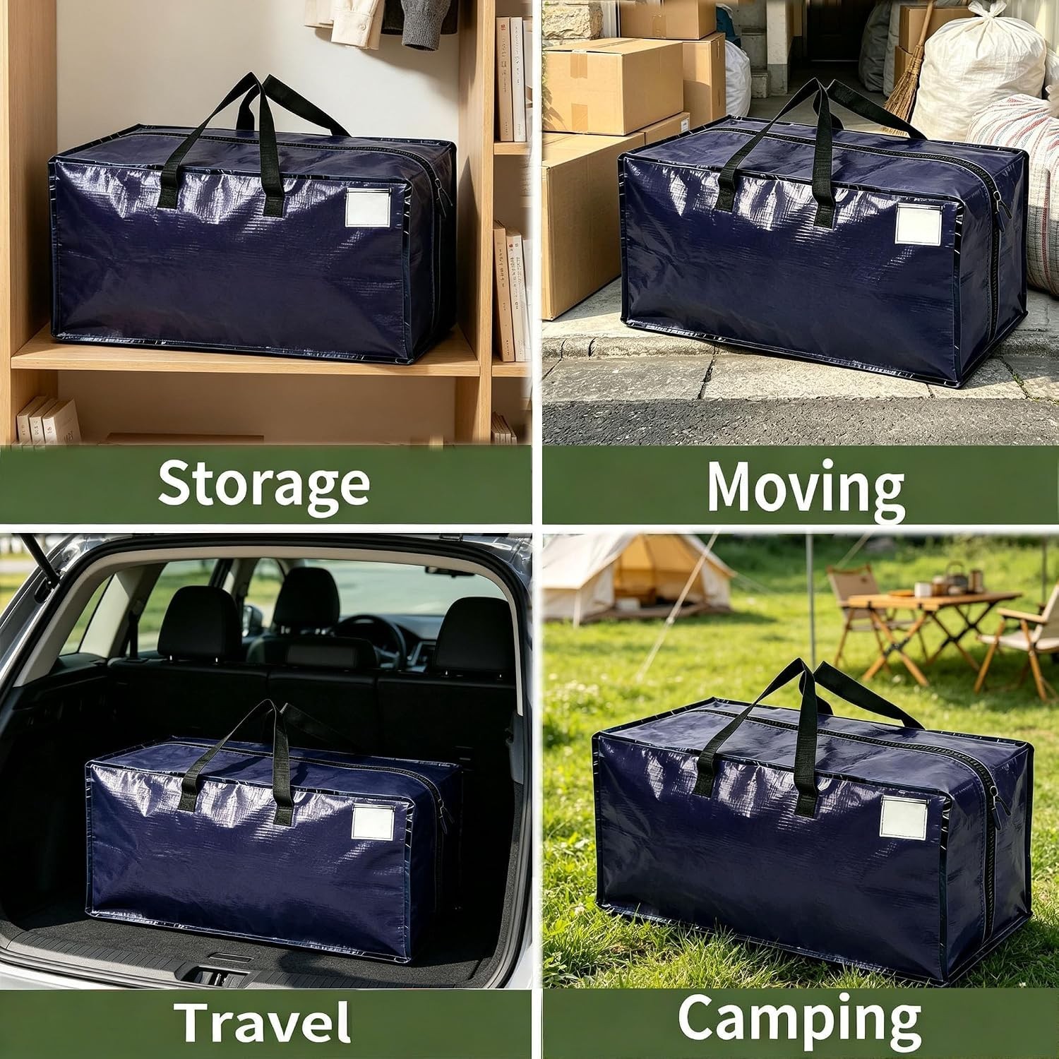 Durable Navy Blue Moving Bags with Straps – Perfect for Storage & Travel, 2 Pack