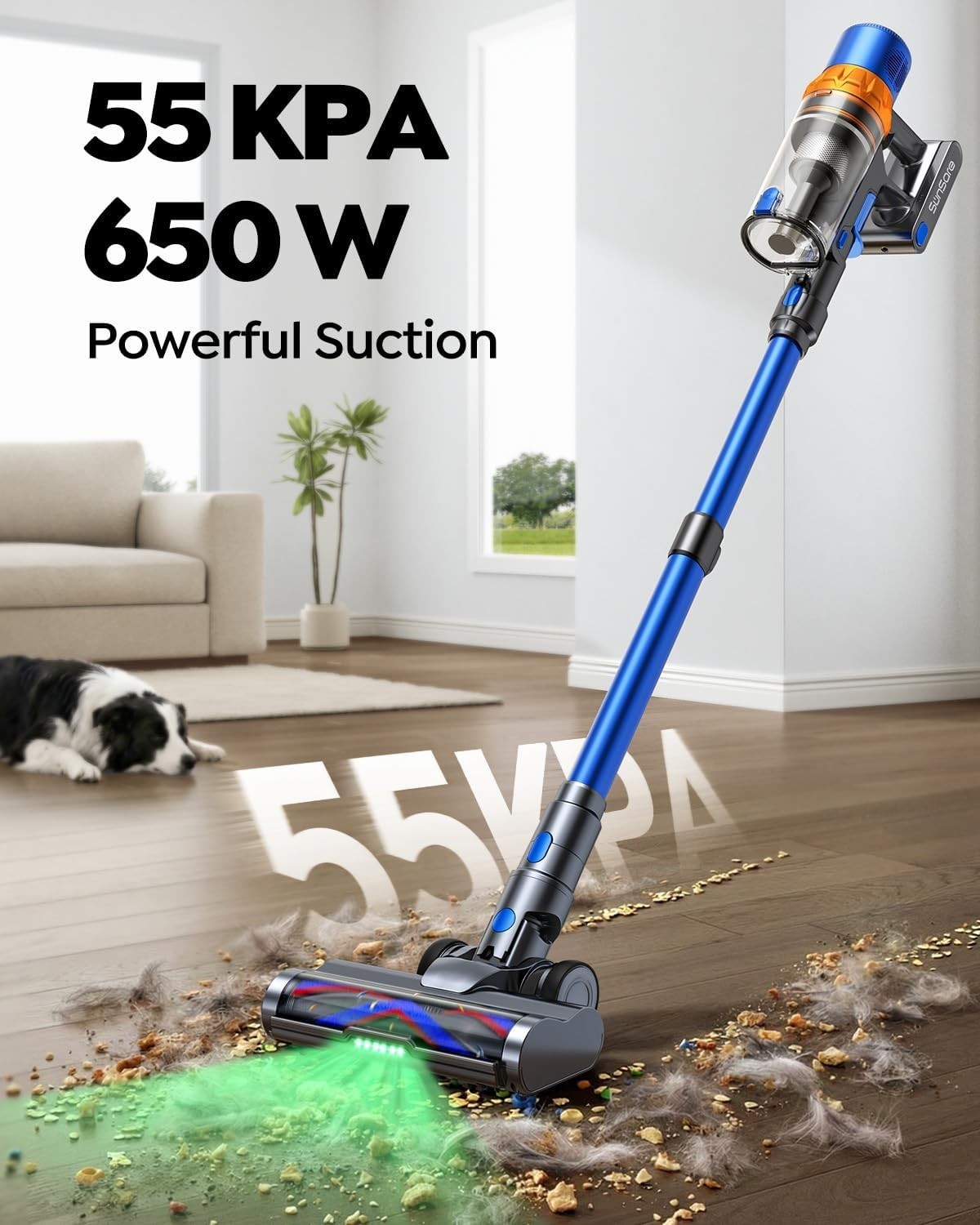 Cordless Vacuum Cleaner Stick Vacuum Pet Carpet Hard Floor Auto Mode Aromathe…