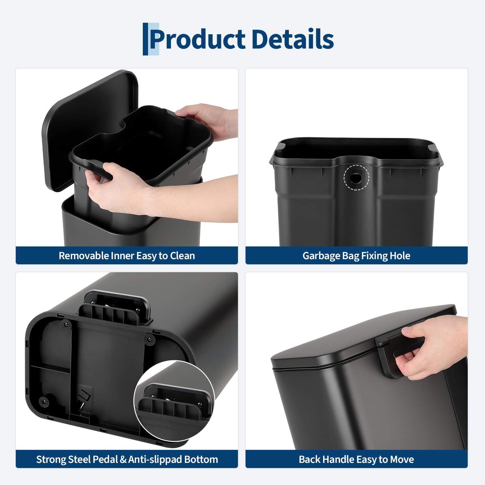 5.3 Gallon Trash Can for Kitchen, Stainless Steel Step Trash Can with Soft-Cl…