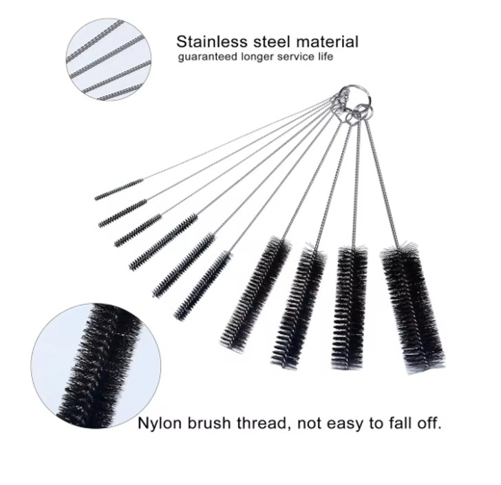 10PCS Multifunctional Cleaning Brush Set Nylon Detail Brushes for Straw, Pipe