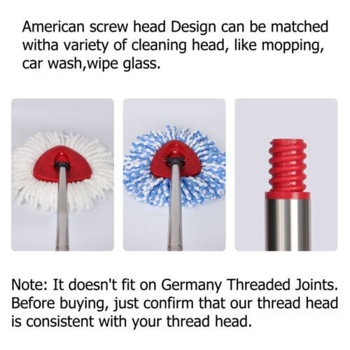 4-Section Spin Mop Stainless Steel Pole Handle For O-Cedar Easywring RinseClean