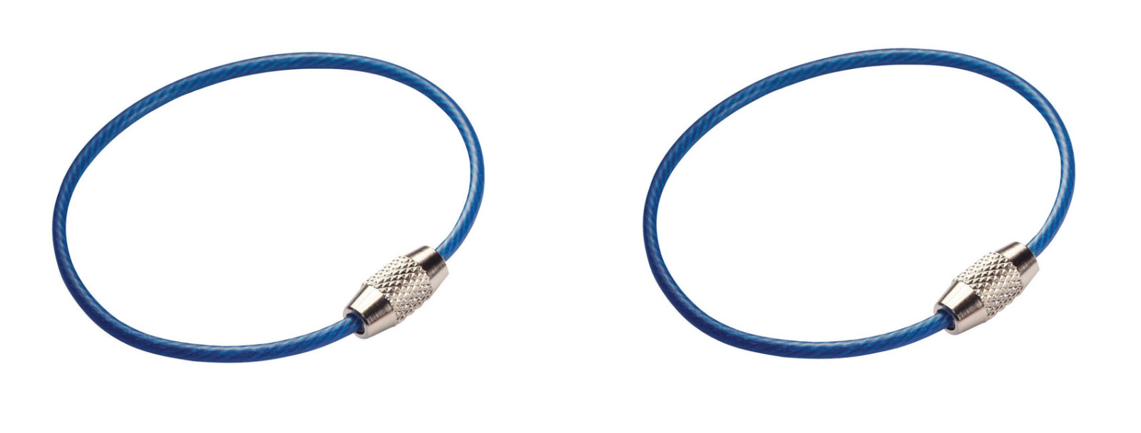 2 Pack Assorted Colors 6 inch Diameter Metal Cable Key Rings Vinyl Coated