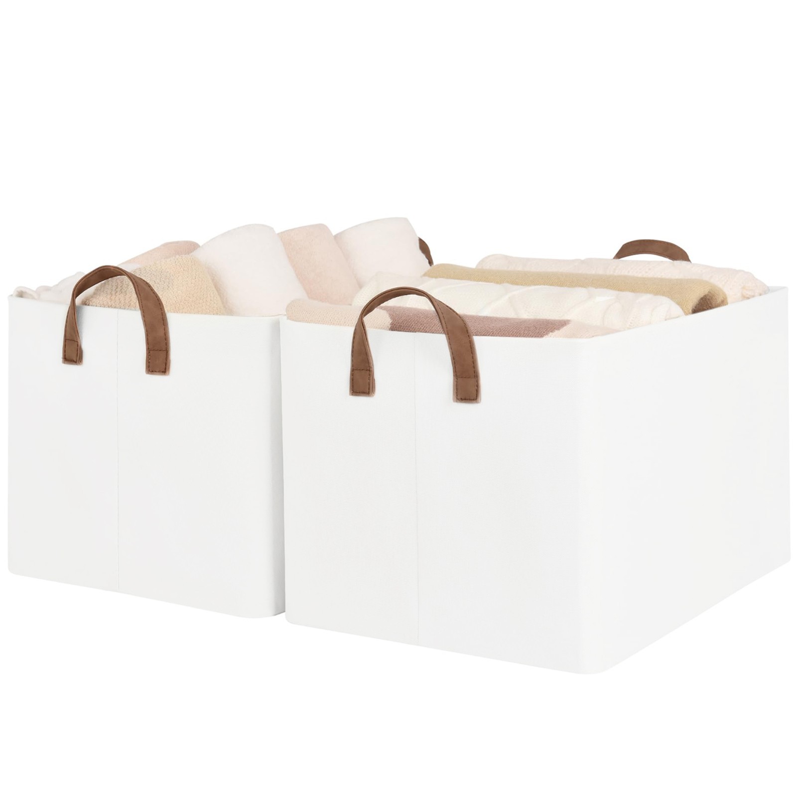 2-Pack Large Fabric Storage Bins,Foldable Organizer for Clothes Quilt Books