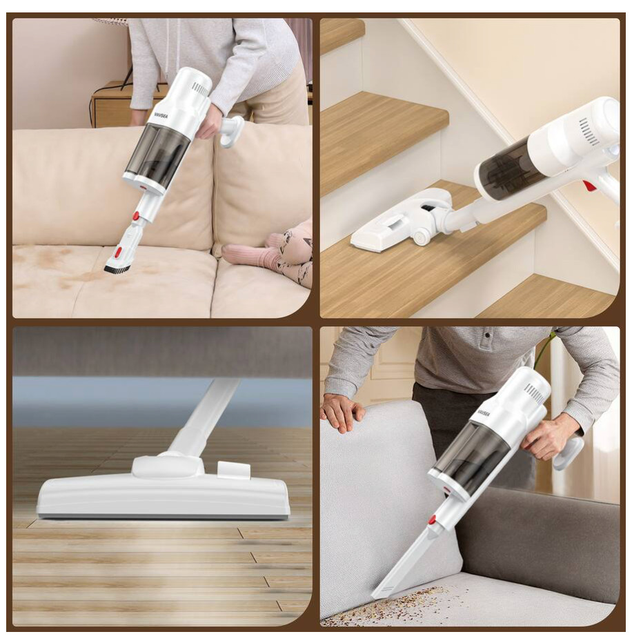 Corded Stick Vacuum Cleaner 22KPA Suction HEPA Filter 800ML Dust Cup White Quiet