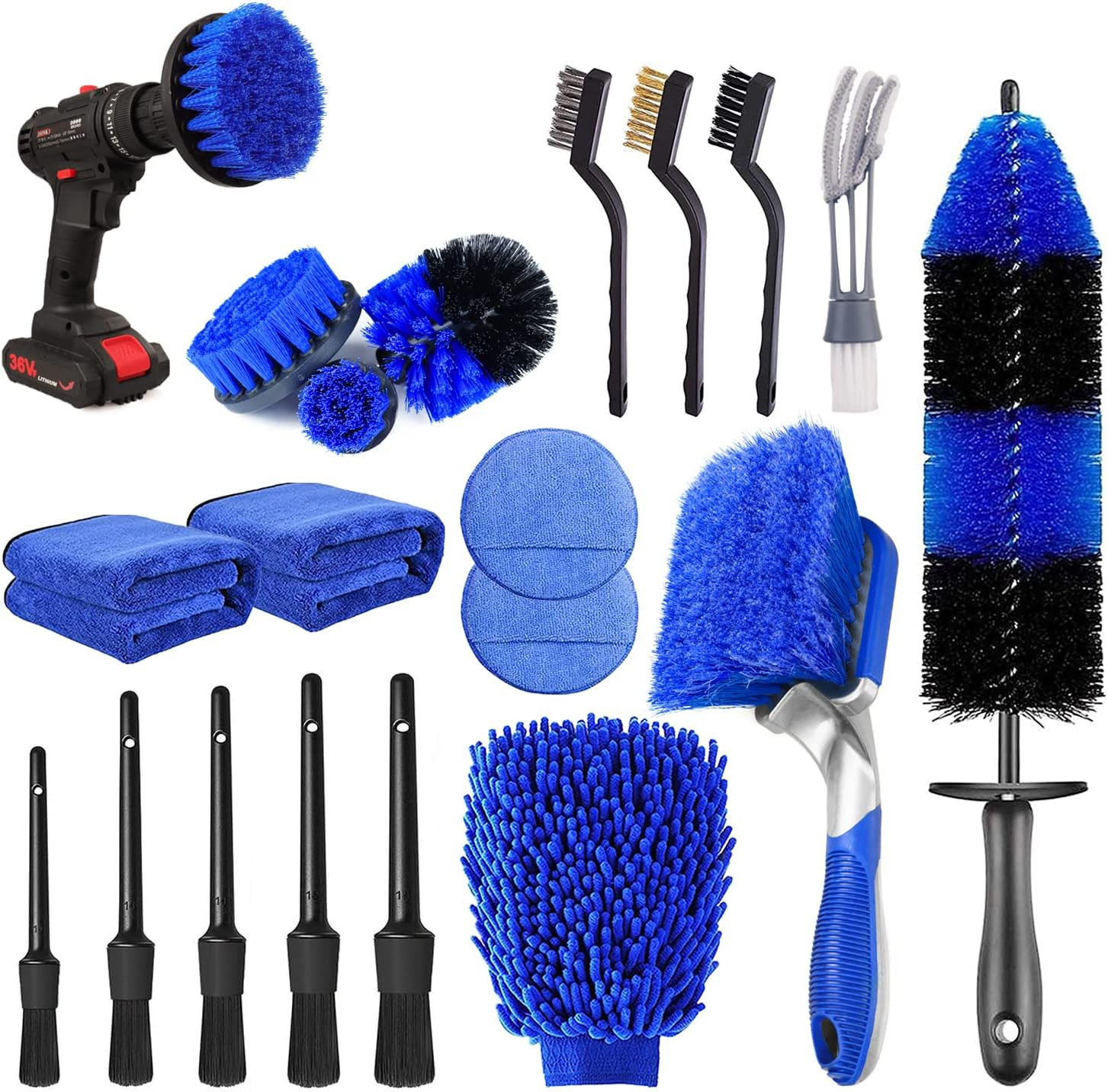 20Pcs Car Wheel Tire Detailing Brush Set,Car Detailing Kit,Car Detailing Brushes