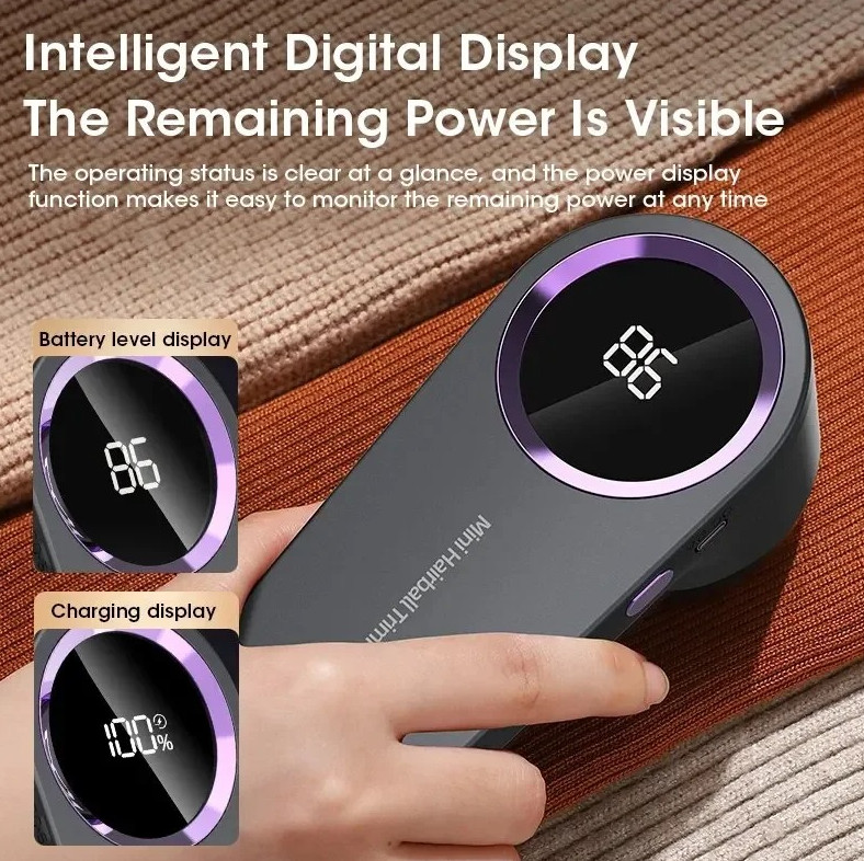 1pcs LED Digital Lint Remover Electric Fabric Shaver USB Rechargeable Sweater