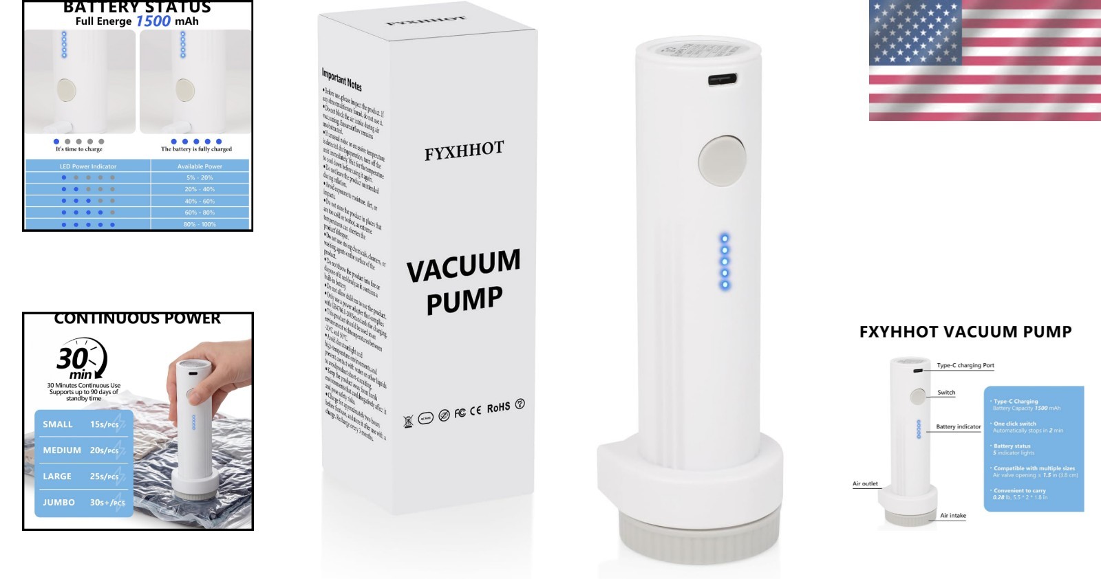 Cordless Electric Vacuum Pump for Vacuum Storage Bags Travel Air Pump, Portab…