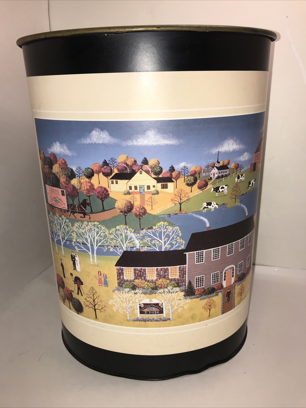 Country Meadows Inn Colleen Sgroi Waste paper basket|trash can RARE see picture