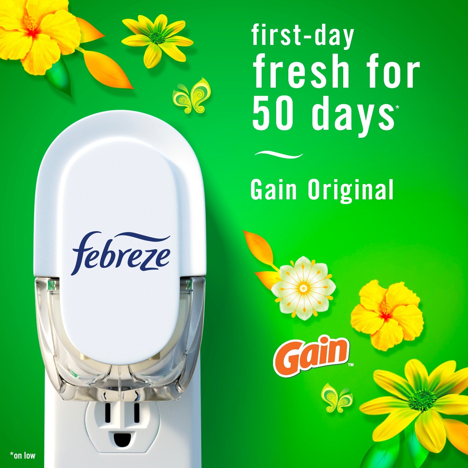 Febreze Plug In Air Freshener, Odor-Fighting Scented Oil Refill, Gain, 4 Refills