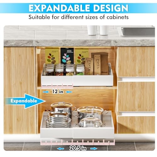 YFXCVSL Pull Out Cabinet Organizer 2Pack Expandable(12.6”-20.5”) – White