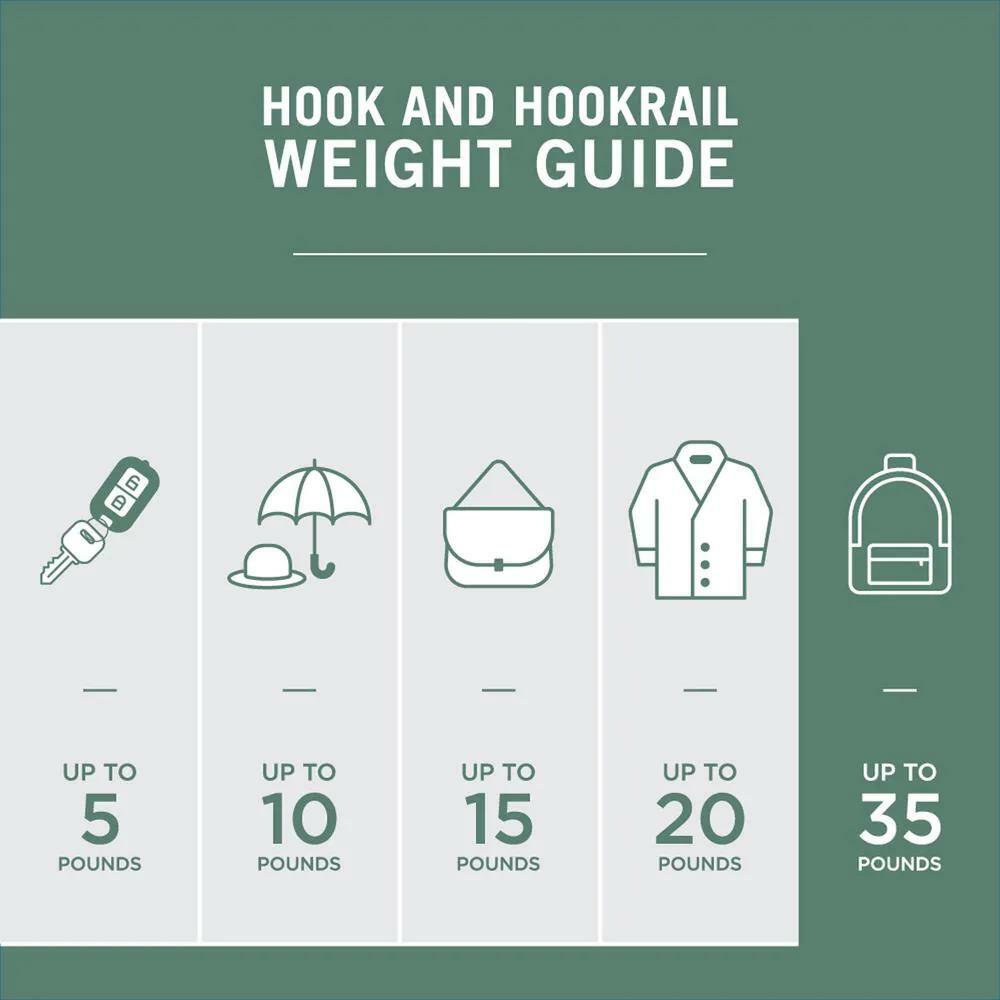 Liberty Hook Rack White Satin Nickel Heavy Duty Hooks Wall Mounted 45 in. Width