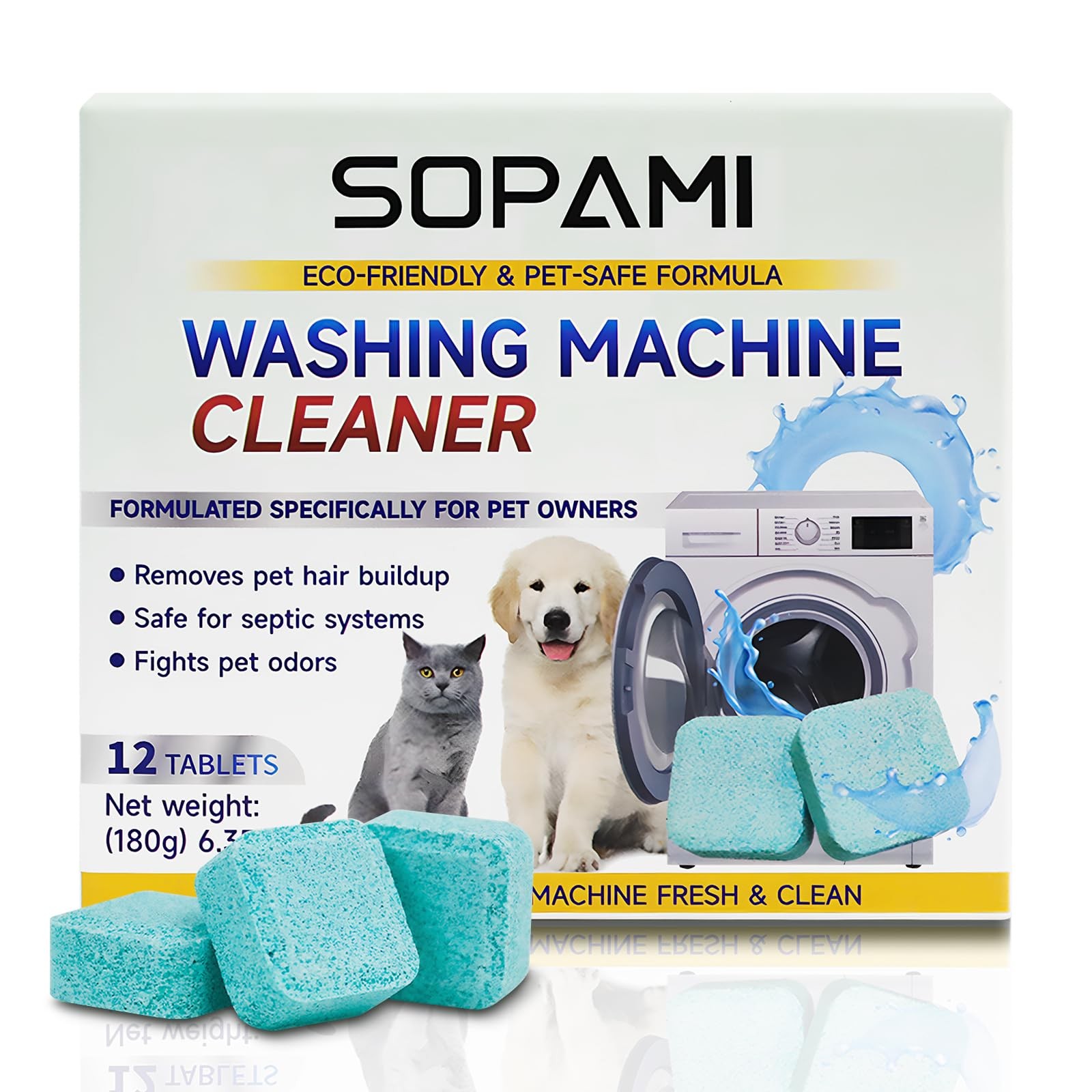 SOPAMI Washing Machine Cleaner Tablets 12 Pack, Deep 1 Count (Pack of 1)