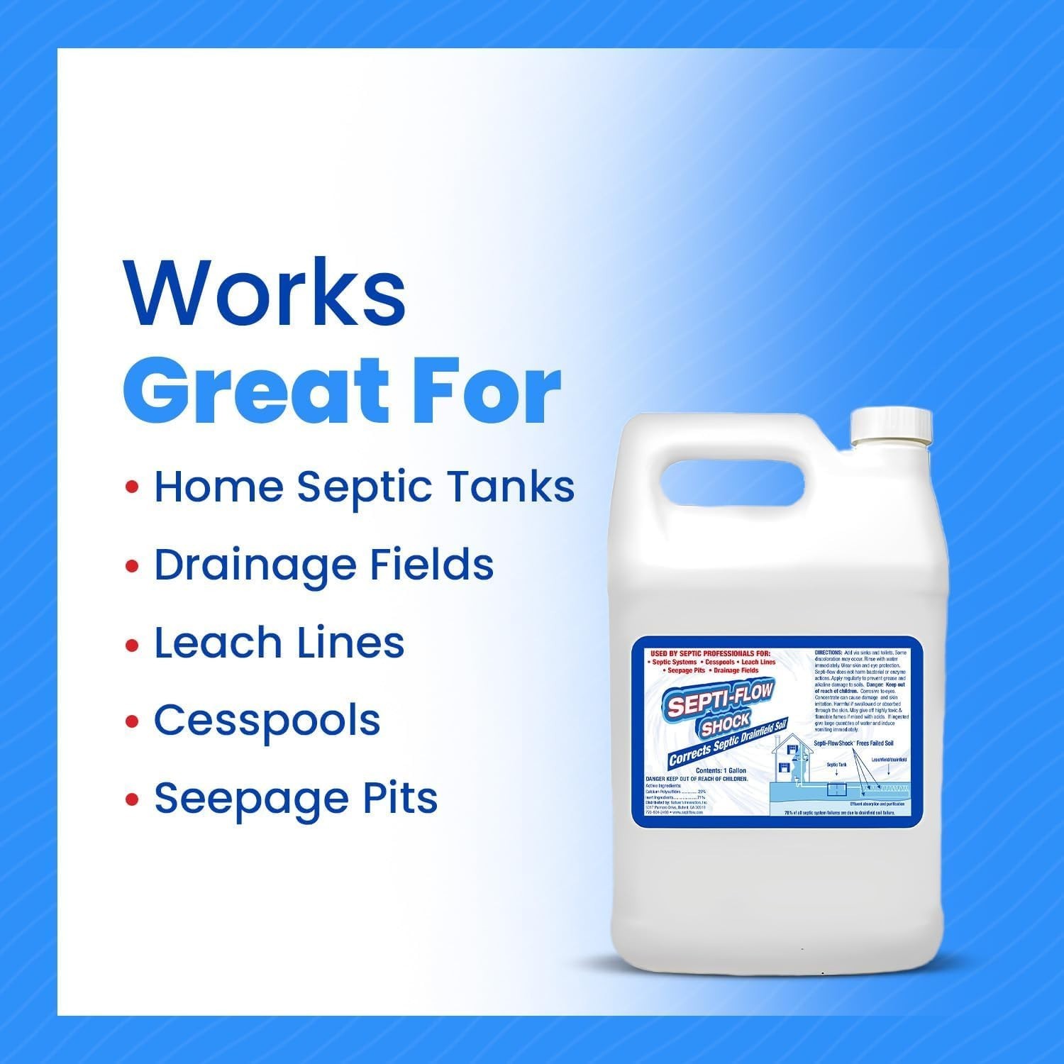 Efficient Septi-Flow Shock – Biodegradable Drainfield Repair, 128 Fl Oz Liquid