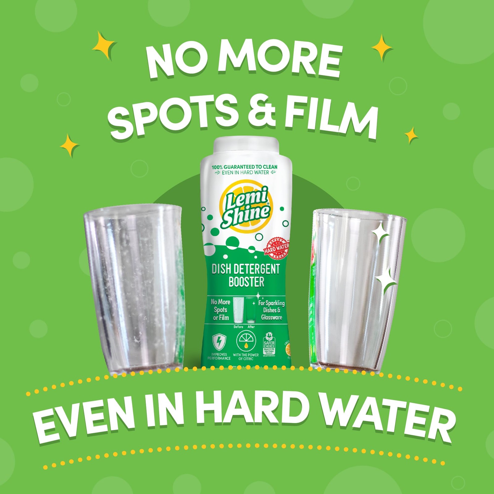 Lemi Shine Natural Dish Detergent Booster – Hard Water 24 Ounce (Pack of 2)