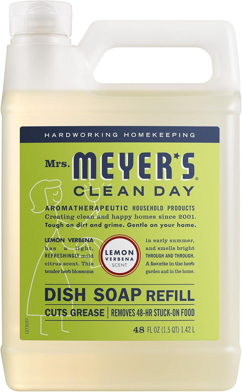 MRS. MEYER’S CLEAN DAY Liquid Dish Soap Refill, Honeysuckle, 48 Fl. Oz