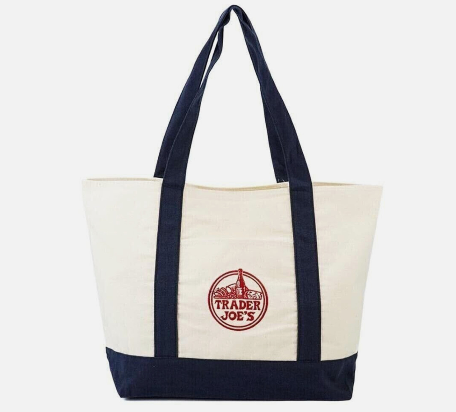 Trader Joe’s Large Canvas Tote Bag Reusable Grocery Everyday Navy Blue