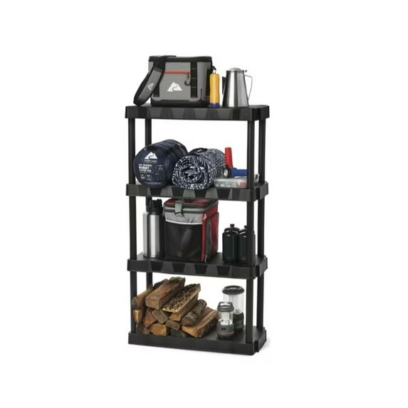 Hyper Tough 4-Tier Plastic Storage Shelf 30″W x 13.8″D x 56.2″H Black New