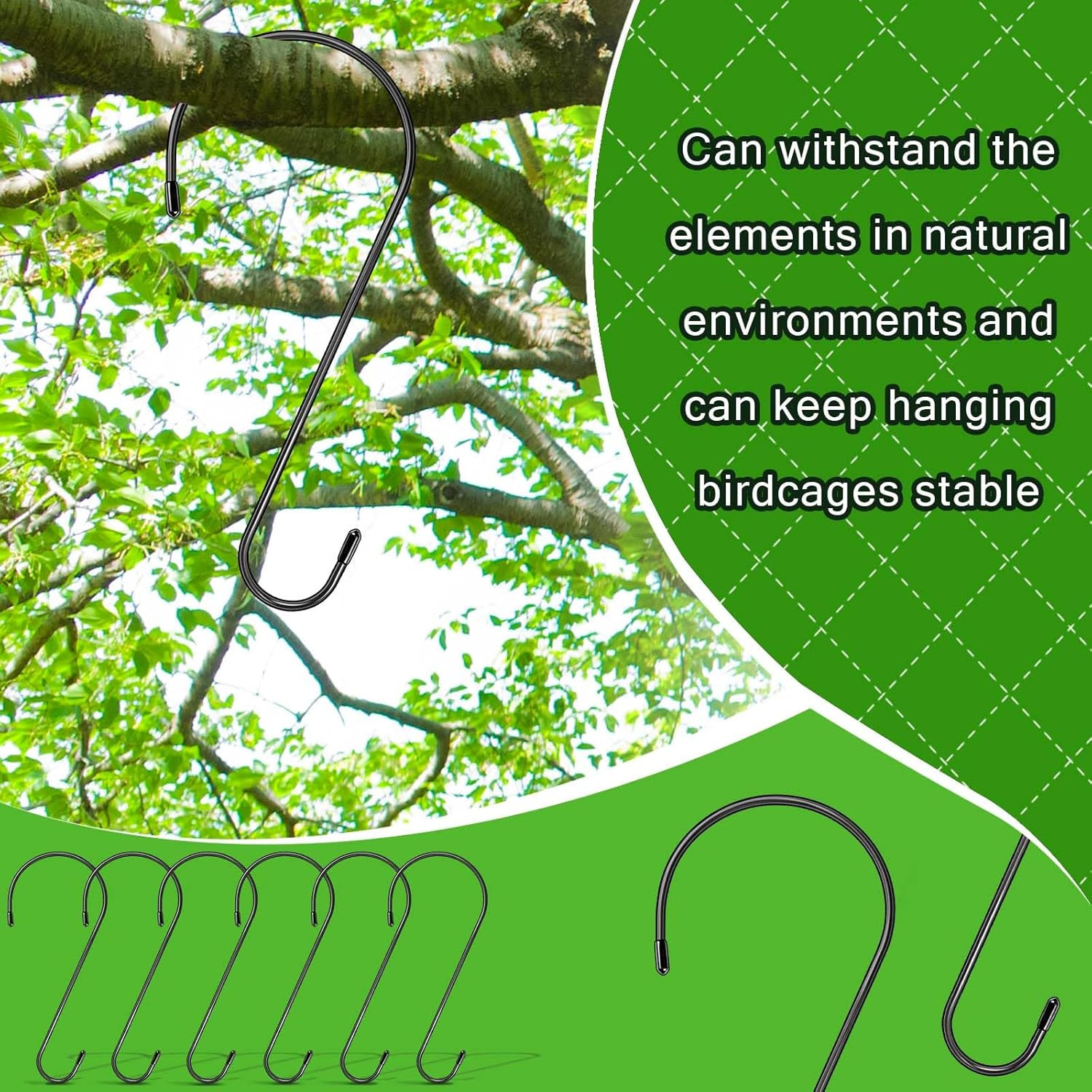 6 Pack 16 Inch Extra Large S Hooks for Hanging Plants, Rust-Proof Heavy Duty Tre