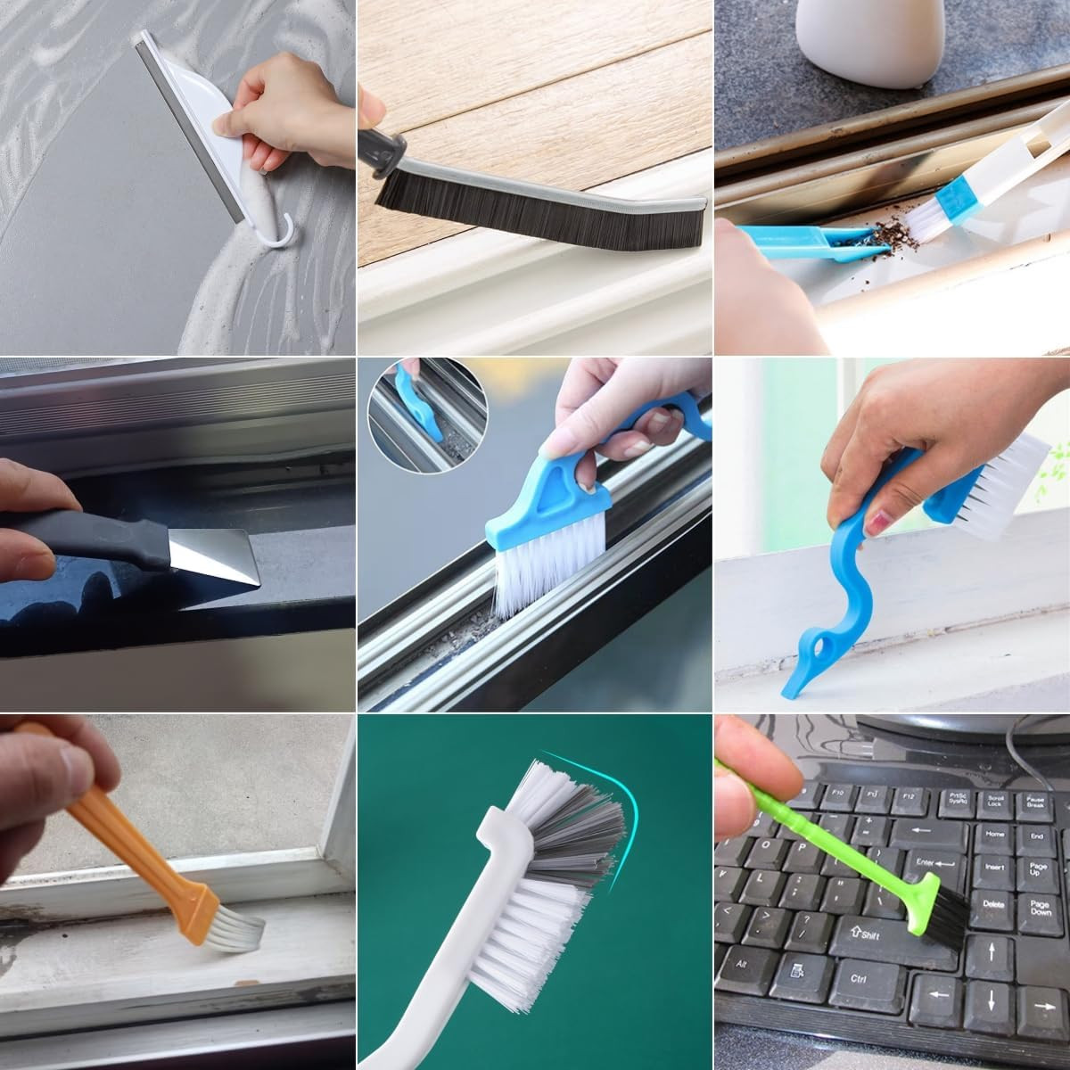 CRAFNEW Small Window Track Cleaning Kit, 20Pcs Multi-Purpose Household Cleaning