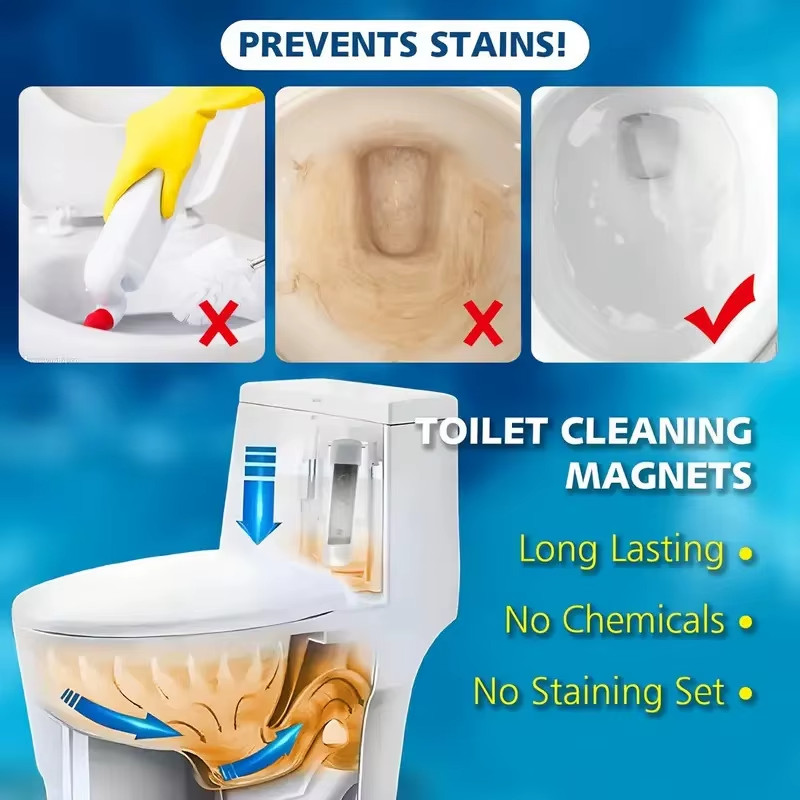 Magnetic Toilet Bowl Tank Cleaner 2 Pack Chemical Free Long Lasting Easy to Use