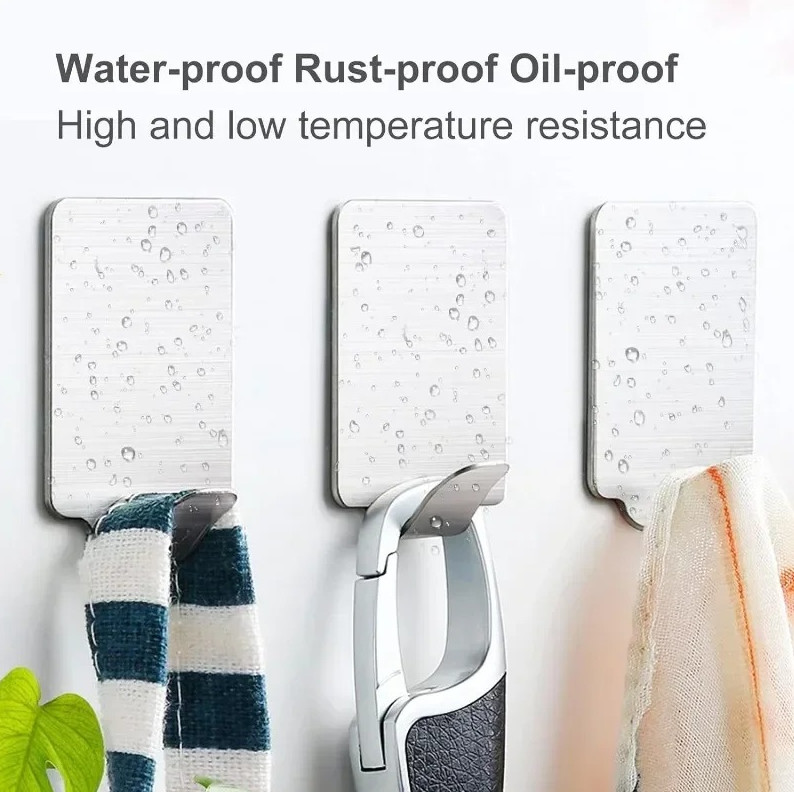 20Pcs Self-Adhesive Stainless Steel Wall Hooks Bathroom Kitchen Organizer