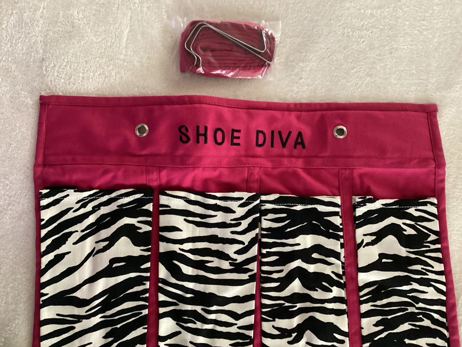 Over The Door Shoe Storage CANVAS ALL COTTON Organizer 12-Pocket SHOE DIVA- NEW