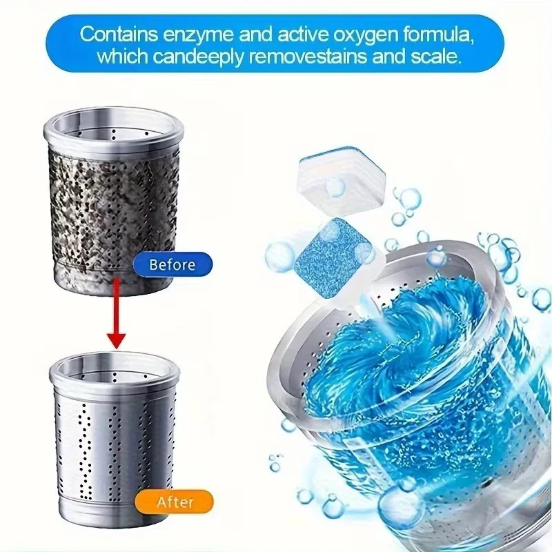 12/24 Pcs Washing Machine Cleaner Descaler Deep Solid Cleaning For HE Tablets