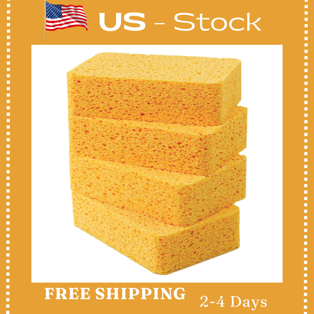 4 PCS X Extra Thick and Large Cellulose Sponges, Kitchen Sponges, Commercial
