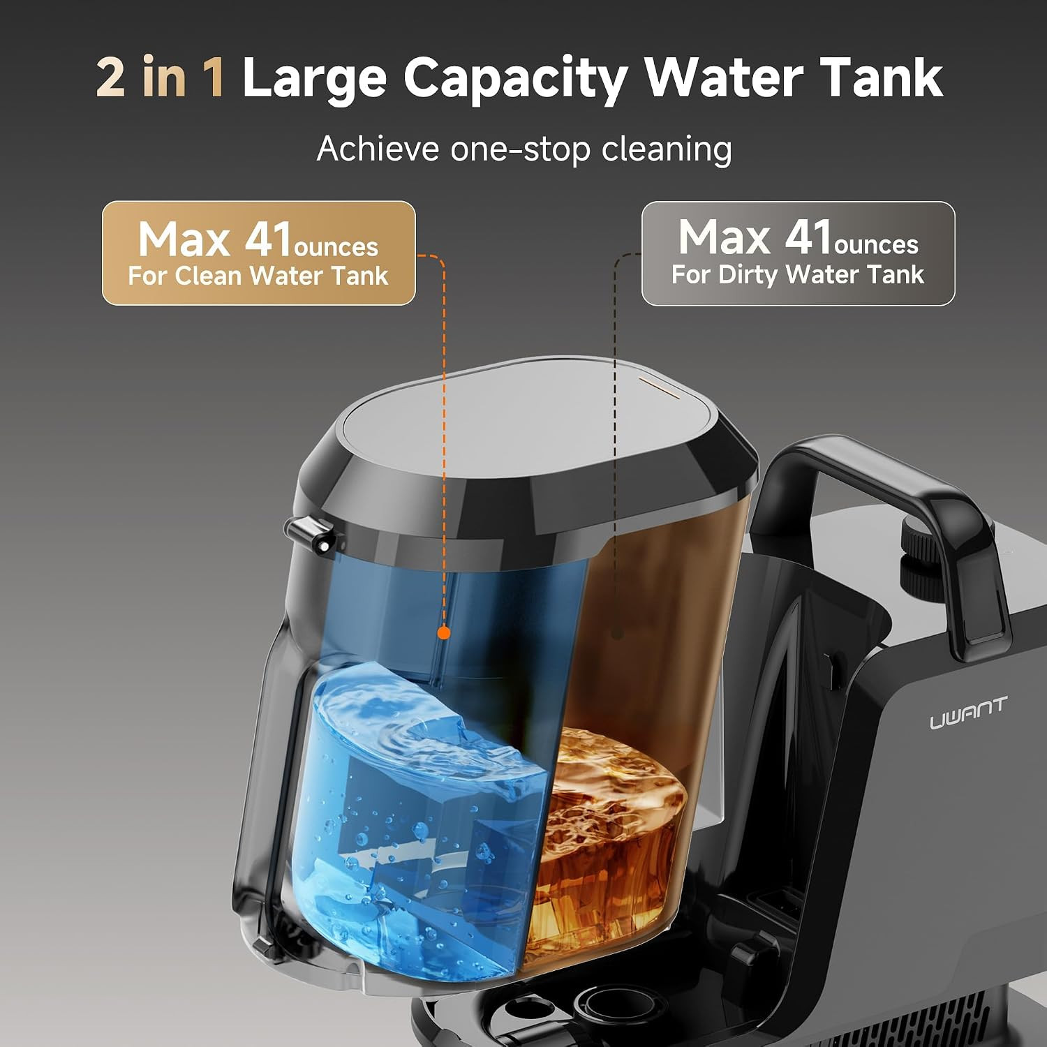 Carpet Cleaner Machine with Steam&Hot&Cold Water System 18Kpa Powerful Suction U