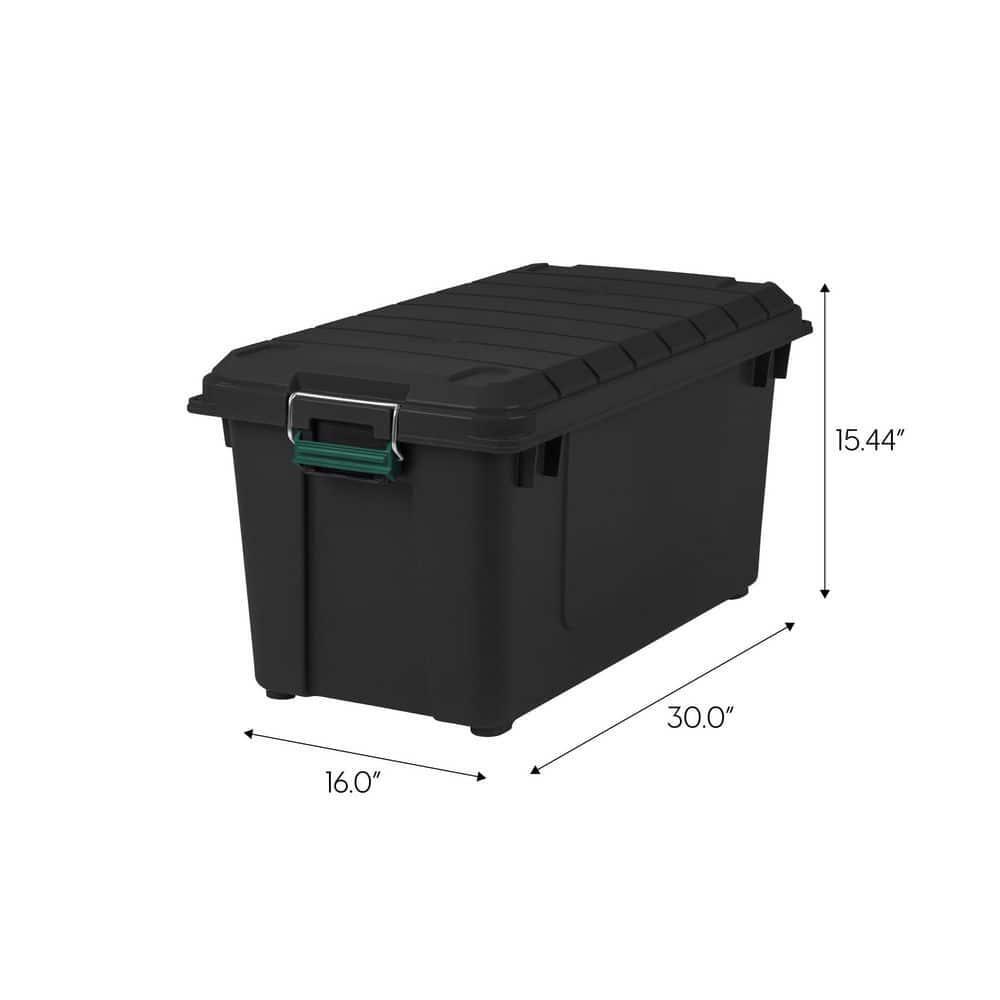 Plastic Stackable Storage Bin Tote Box Black Organizer Container Garage Shop