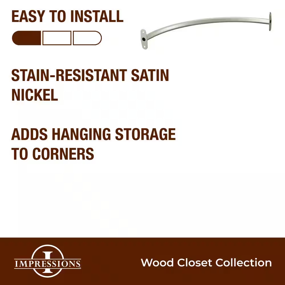 Impressions 23 In. Corner Rounder Nickel Closet Rod