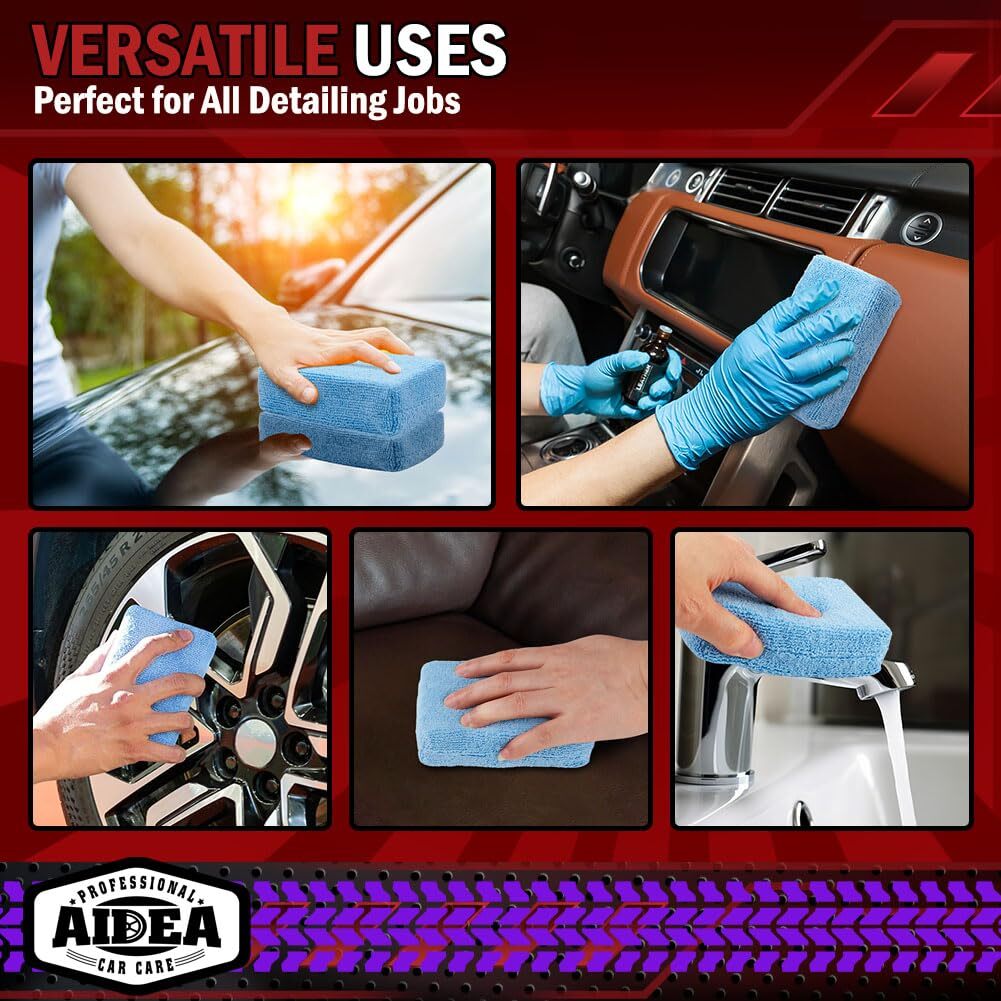 2 Pack Microfiber Applicator Pads Car Wash Sponges Cleaning Pads for Wax Sealant