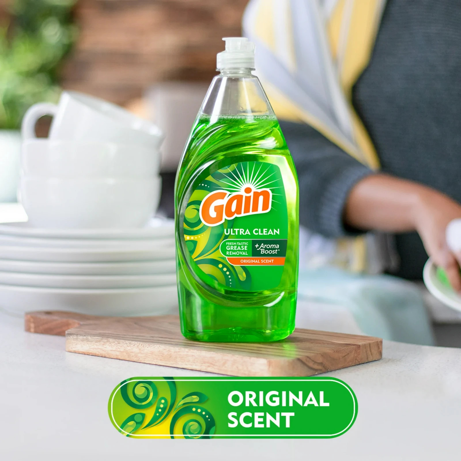 Gain Ultra Dishwashing Liquid Dish Soap Original Scent 90 fl oz Bulk Kitchen