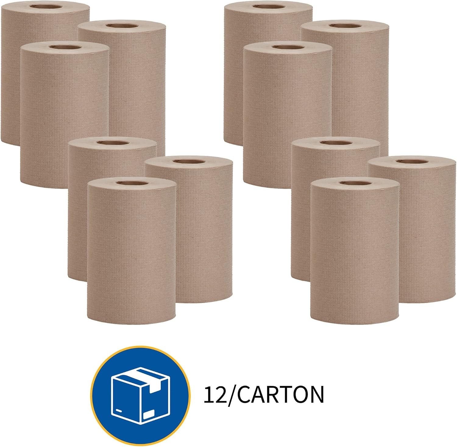 High Absorbency Kraft Roll Towels – 12 Count, 7.9″ x 350′, Perfect for Restrooms