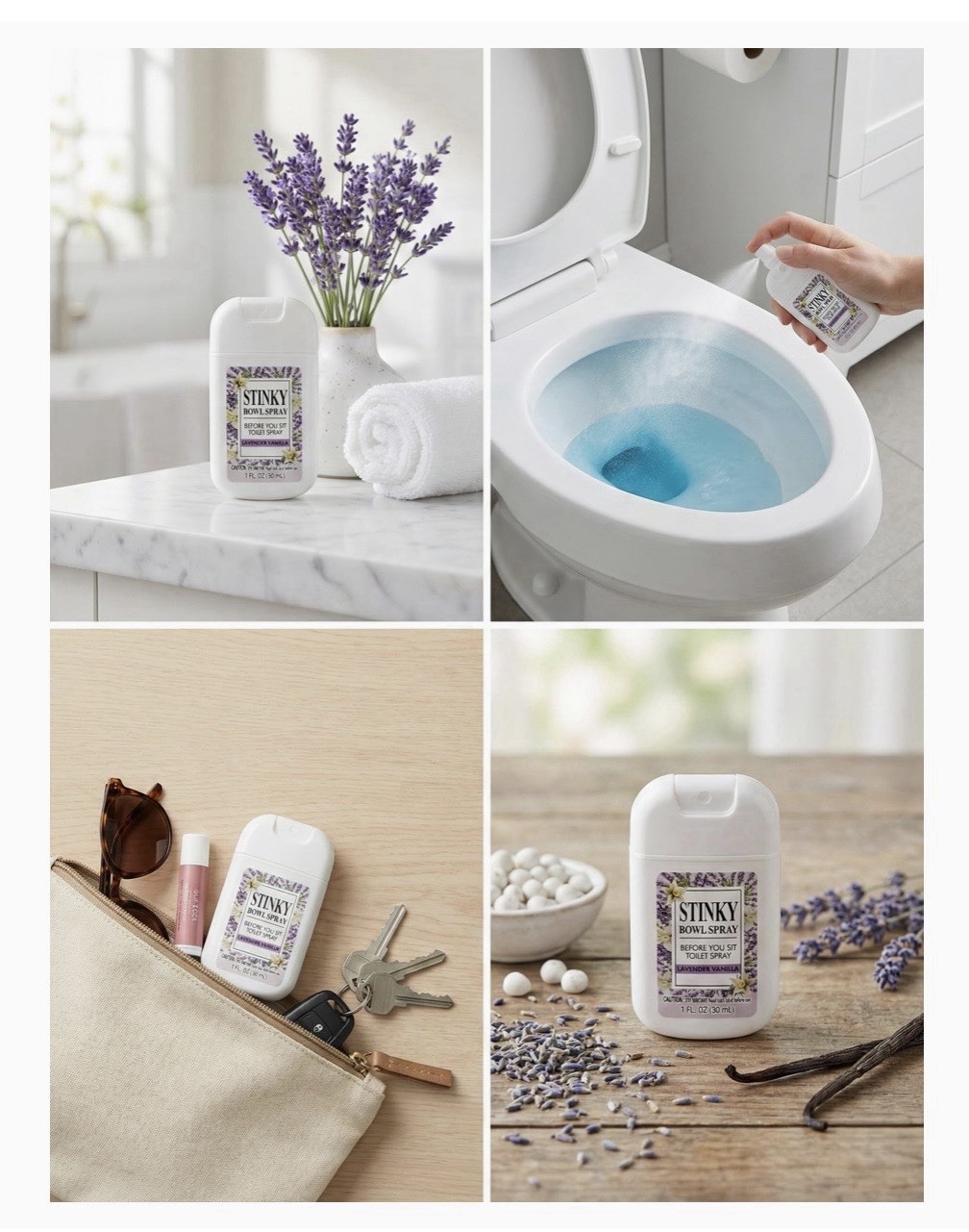Stinky Bowl Toilet Spray, Lavender Vanilla Scent, 1 fl oz 2 Pack