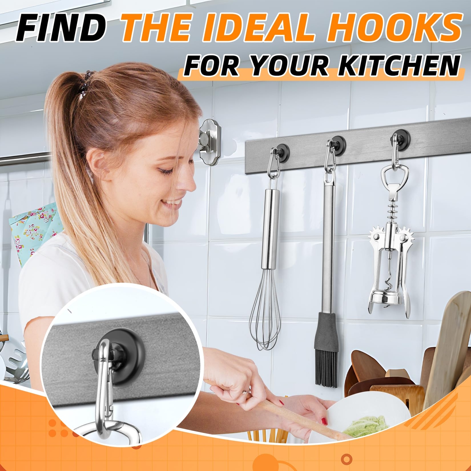 10-Pack Heavy Duty Magnetic Hooks with Swivel Carabiner 70LBS Capacity