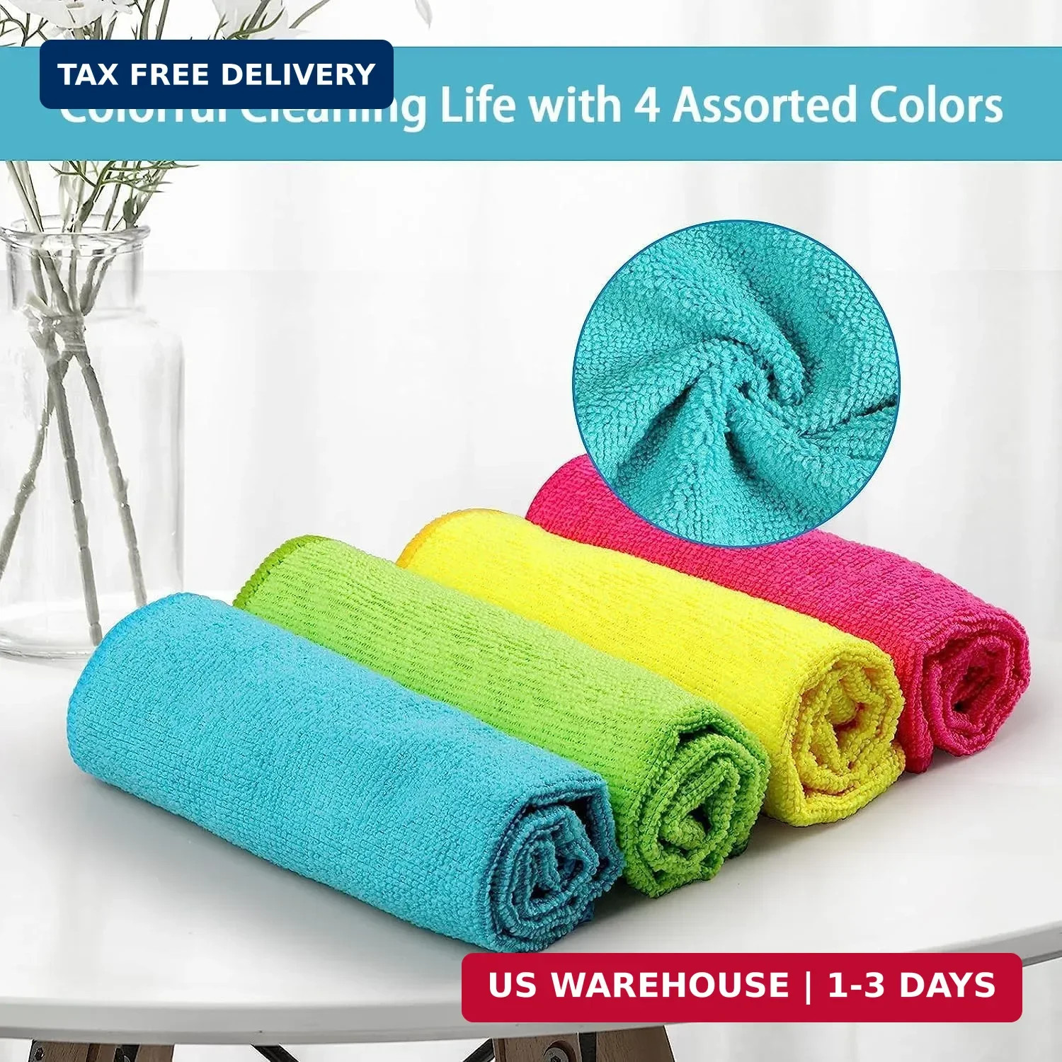 HOMEXCEL 12PK Microfiber Cleaning Cloth, Cleaning Rag for Home, 11.5×11.5in | Re
