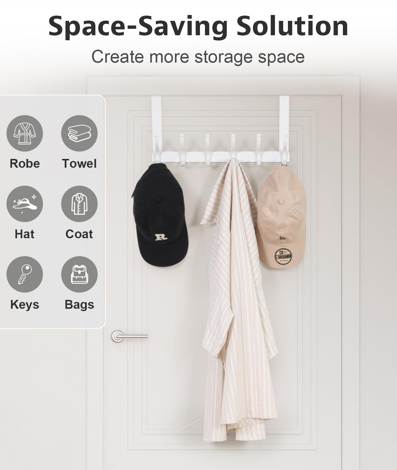 Optish Over The Door Hooks, Hanger Hooks for Hanging, 1 Pack, White