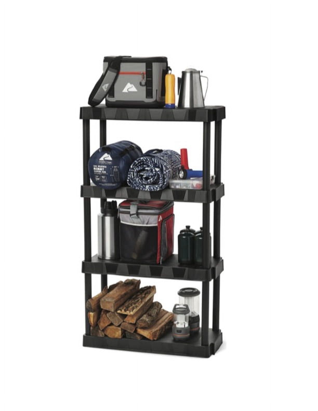 Hyper Tough 4 Tier Storage Shelving Plastic Heavy Duty Organizer Rack Black