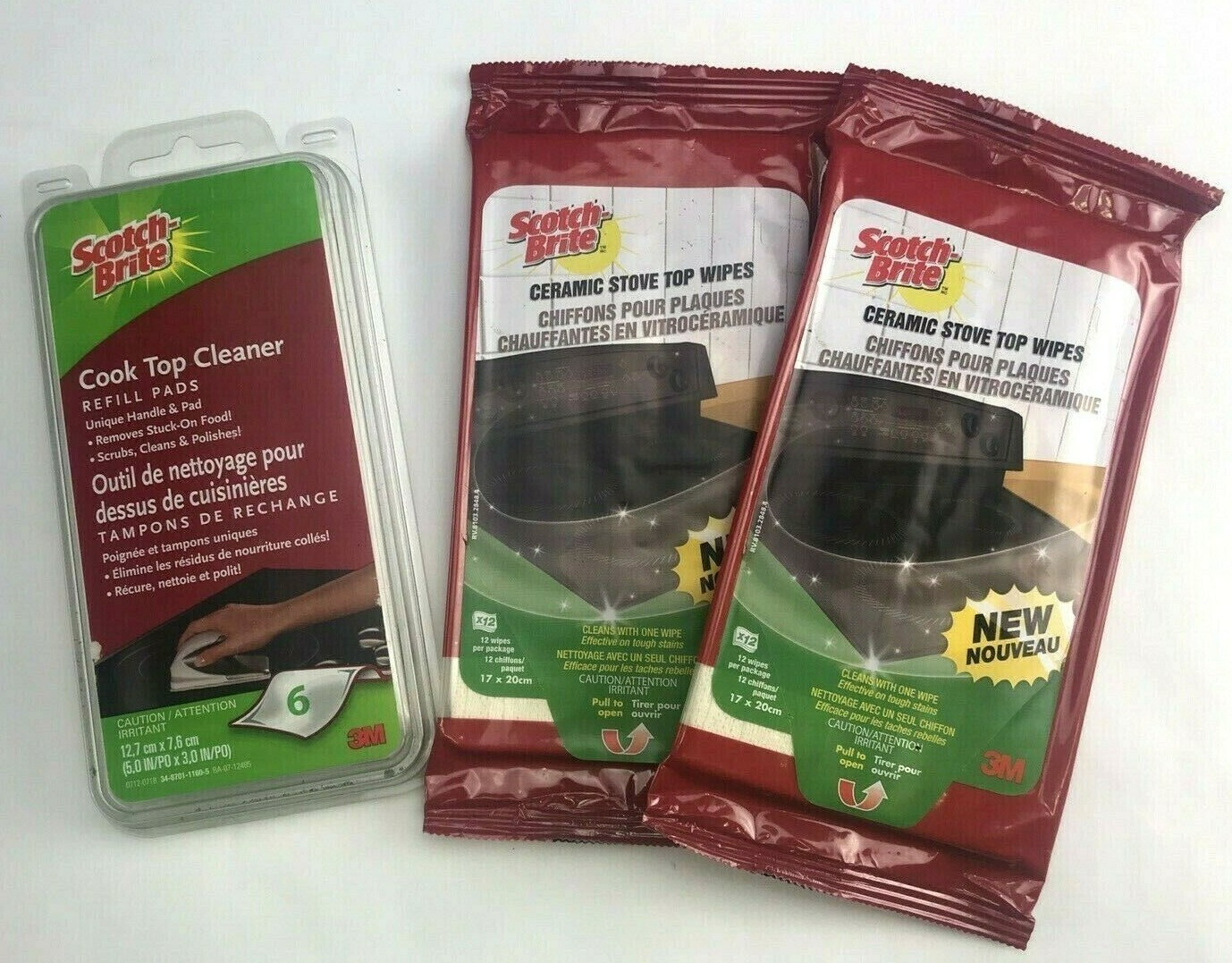 Scotch Brite Cook Top Cleaner Refill Pads (6pc) + Ceramic Stove Top Wipes (24pc)