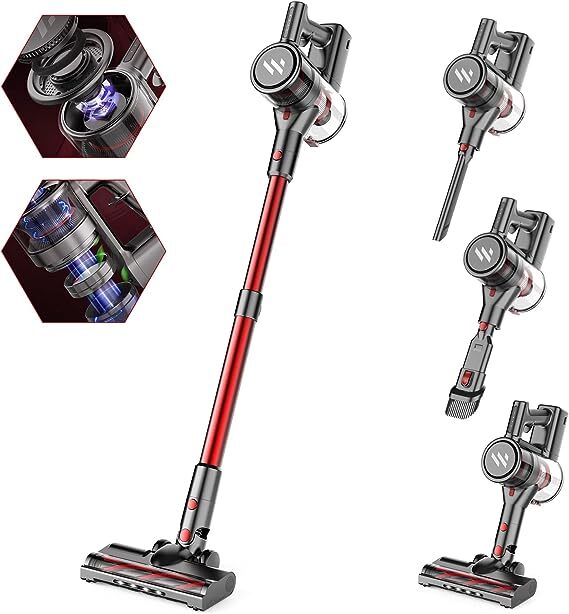 ZokerLife Stick Cordless Vacuum Cleaner 2200mAh 35min runtime Lightweight – RED