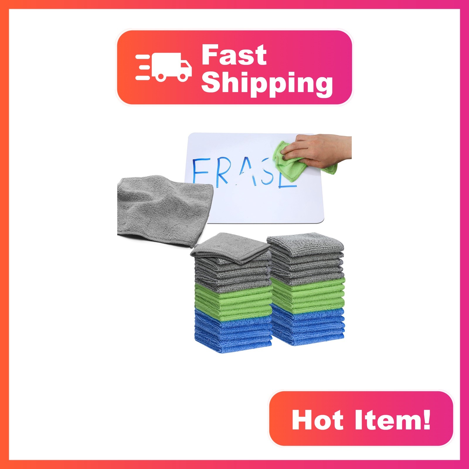 Tanlade Dry Erase Cloth 6×6 Inch Gray/Green/Blue 30 Pcs