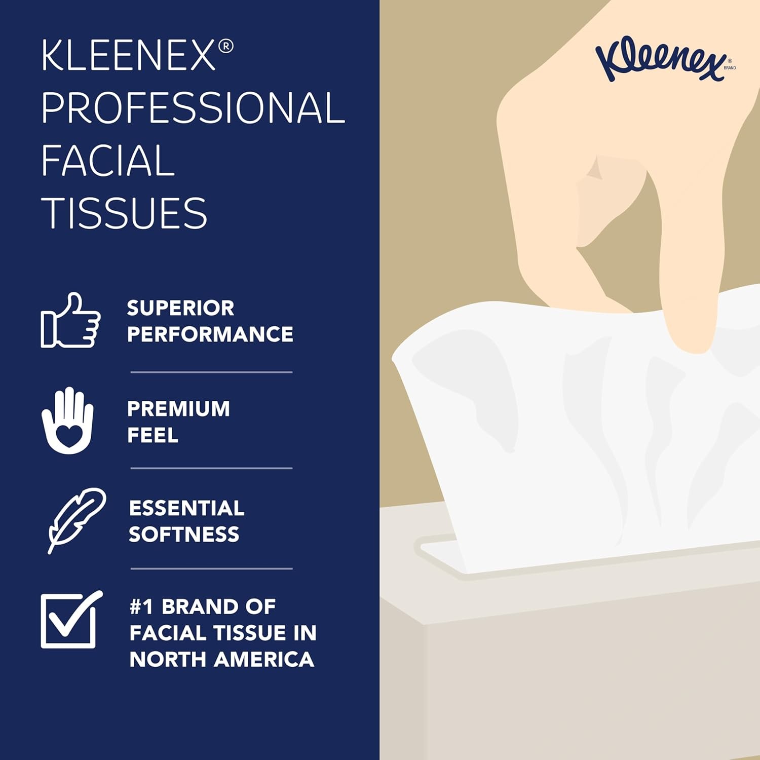 Facial tissue, (125 sheets per box, 48 boxes per carton,6,000 sheets per carton)