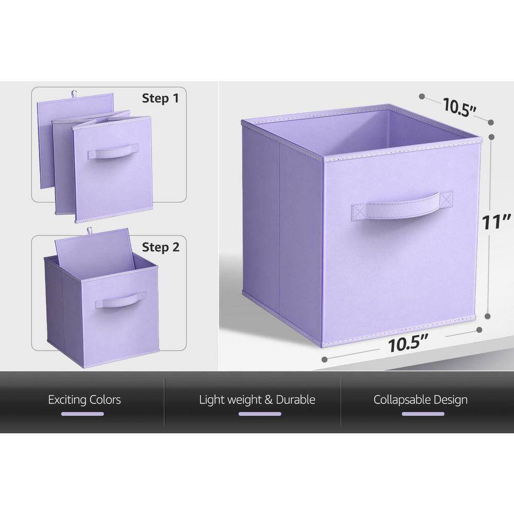 Foldable Storage Cubes W/ Handle Purple 10.5 in X 11 in Fabric Decorative Basket