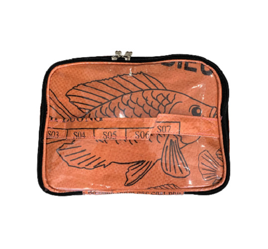 Fair Trade Fish Feed Bag Recycled Cosmetic Case or Lunch Box from Cambodia