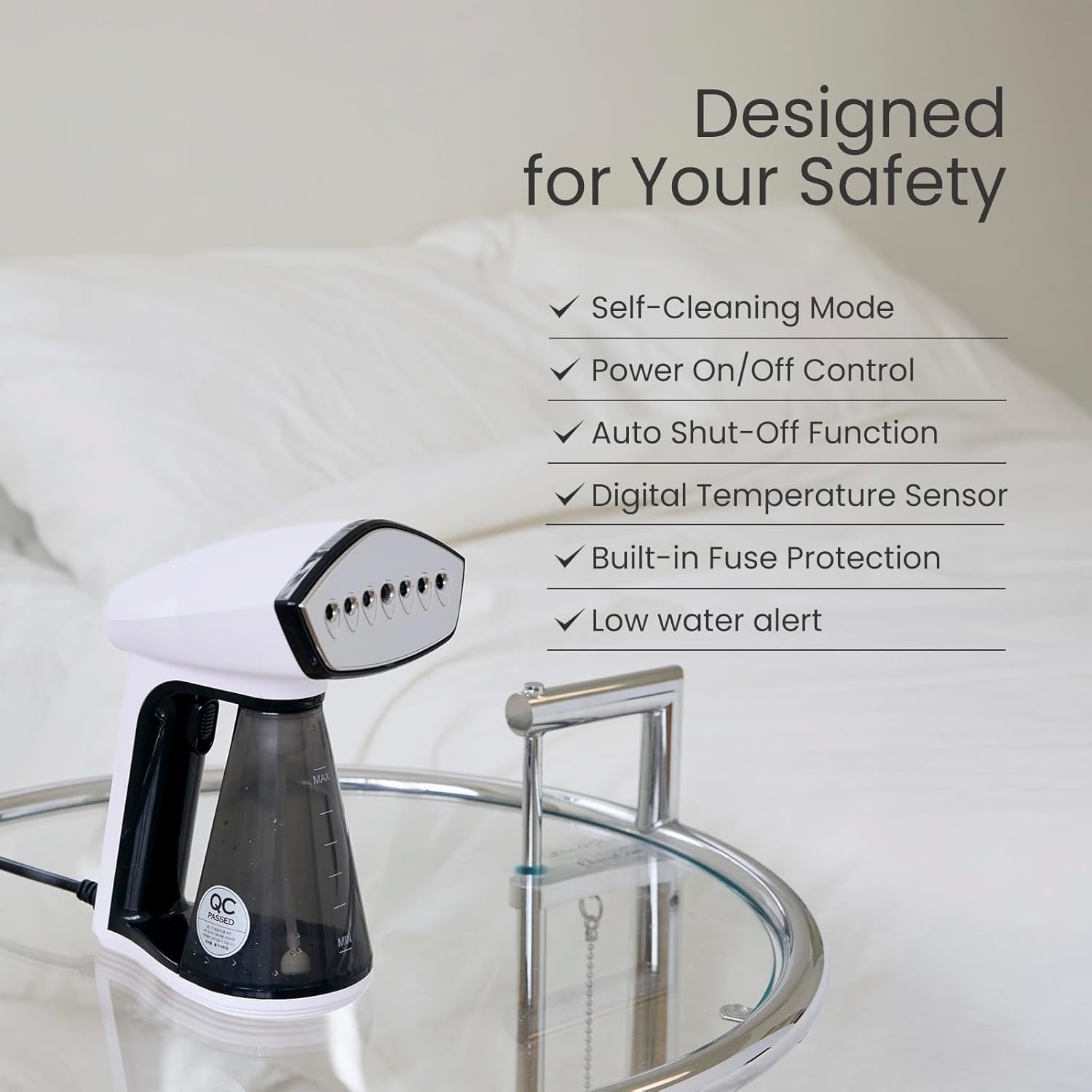 Compact Travel Steamer with 280ml Reservoir – Turbo Steam for All Fabrics
